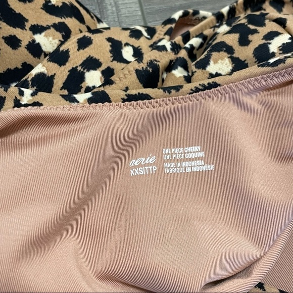 Aerie Leopard One Piece Cheeky Bathing Suit Open Back Sz XXS Removable Straps. - Picture 5 of 9